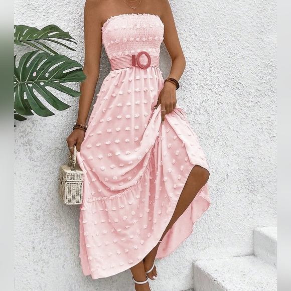 Summer Fashionable 3d Polka Dot Long Bandeau Maxi Dress - Picture 6 of 6
